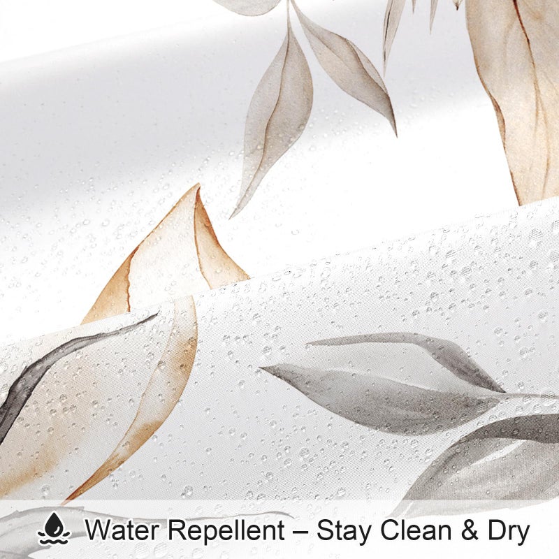 Litabel Light Brown and Grey Boho Watercolor Floral Shower Curtain, Ink Painting Style Blossom & Leaf Shower Curtains for Chic Elegant Bathroom, Artistic Tan Fabric Flower Shower Curtain, 72x72 - Image 5