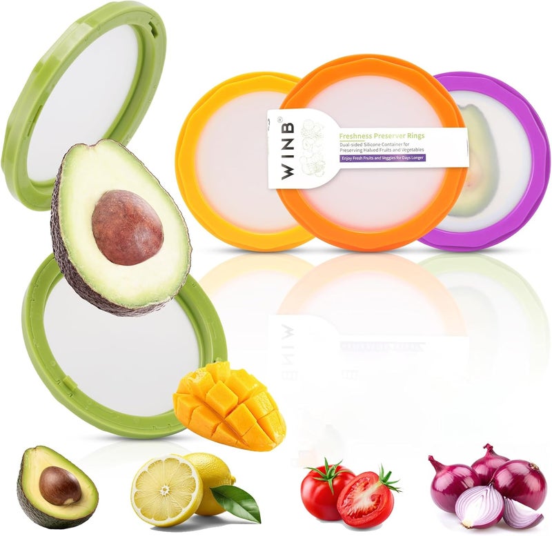 Winb Avocado Saver & Onion Storage Set of 4 Reusable Fruit and Veggie Savers - Ideal for Avocados, Tomatoes, Apples, Garlic, Onions, and More - Image 1