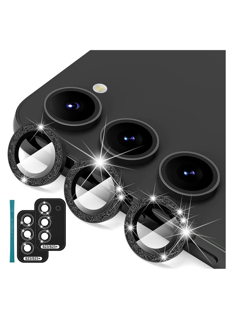 Raxoom [3+3 PCS] for Samsung Galaxy S23/ S23 Plus Camera Lens Protector, Premium Tempered Glass Glitter Camera Lens Protector - Image 1