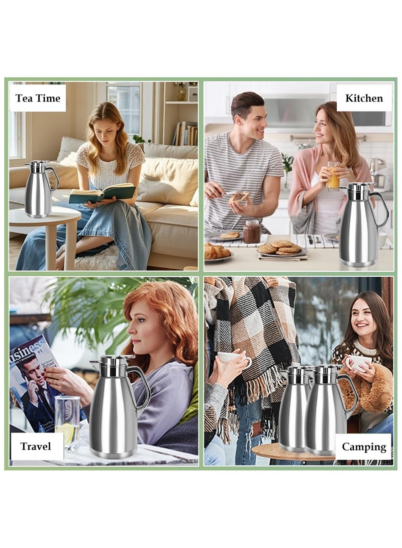 HIAS 2.3L Stainless Steel Insulated Coffee Carafe – Double Wall Vacuum Thermal Thermos Flask for Coffee, Hot Water, Tea & Hot Beverages – Keeps 12 Hours Hot / 24 Hours Cold, Portable Home & Camping Jug (Silver) - Image 5