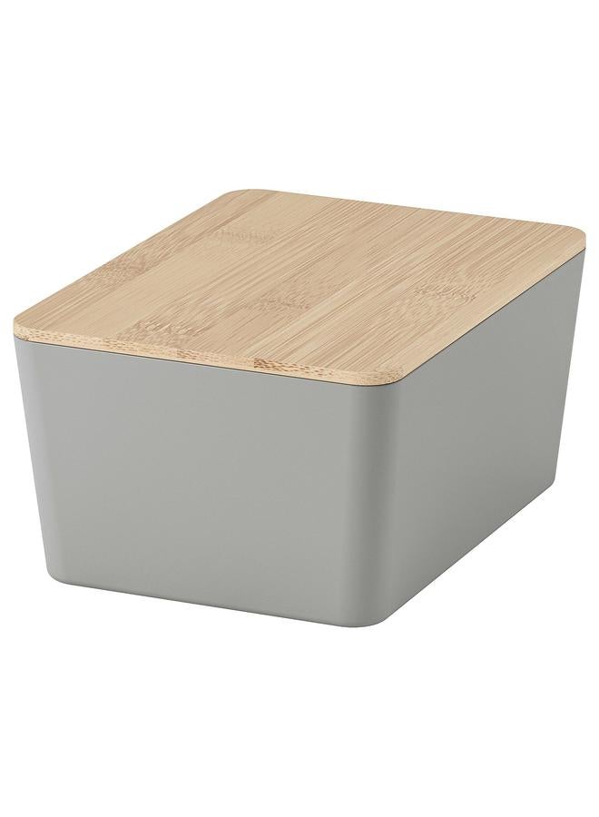erorex Box With Lid, Light Grey/Bamboo, 13X18X8 Cm - Image 1