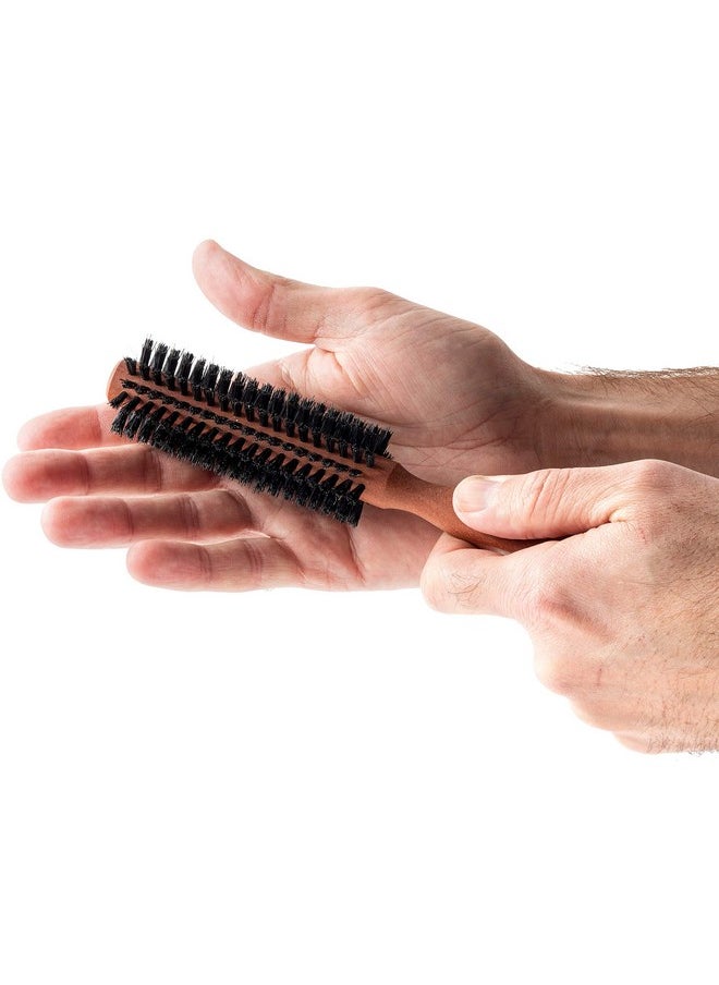 ZilberHaar - Styler Hair And Beard Brush - Round Brush, 1.3 Inch Stiff Boar Bristles And 8.5 Inch Pearwood Handle - 222 Plugs Of Bristles - Beard Grooming Brush For Men  - Image 1