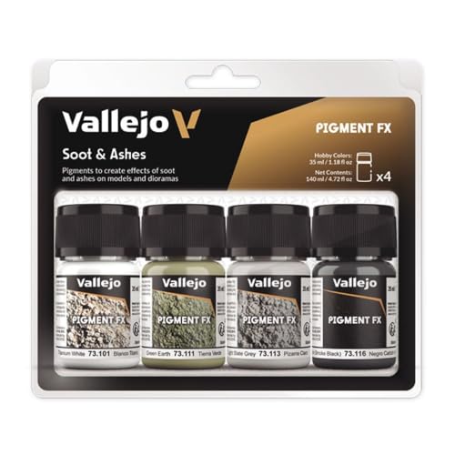 Vallejo - Pigment FX Soot & Ashes Effect | Wide Range of Effects Caused by the Climate and Geographic Conditions | Contains 4 Bottles x 35 ml (1.18 fl.oz.) - Image 1
