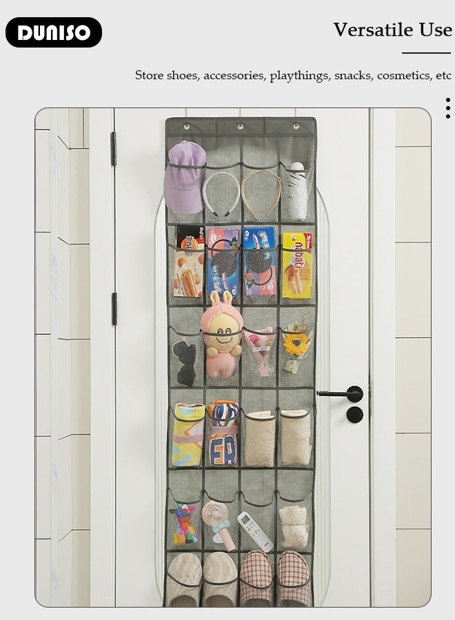 DUNISO Over The Door Shoe Organizer, Large Capacity Over The Door Organizer Storage, Hanging Shoe Organizer with 24 Mesh Large Pockets, Space-Saving Hanging Storage Organizer, Foldable Hanging Shelf for Toys, Clothes - Image 3
