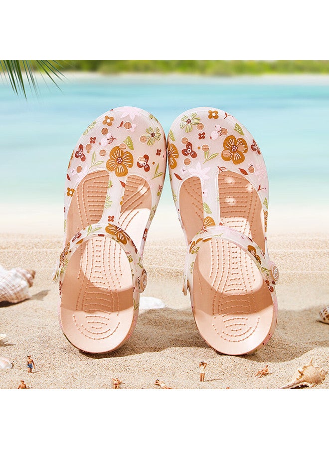 Xggc Women's Summer Perforated Shoes, Outdoor Slippers, Non-slip Thick-soled Beach Sandals, Jelly-covered Closed-toe Sandals, Cherry Blossom Snow Purple, Size 36 - Image 2