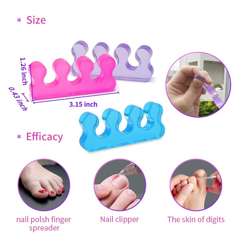SUNFATT Toe Separators for Pedicure,Toe Separators for Nail Polish,Pedicure Toe Spacers,Toe Spacers use for separation of toenails or nails,Soft Gel Toenail Spacers Pedicure Kit.(6pcs) - Image 2