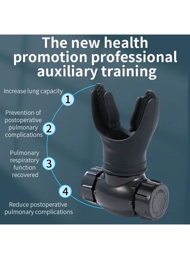Black 2 In 1 Respiratory Trainer With Adjustable Resistance Includes Mouthpiece For Daily Exercise Singers Seniors Teens To Enhance Lung Capacity And Pulmonary Function Comes With Neck Strap Storage Case Lung Spirometer Training Mask Breathing Exercise Device - Image 3