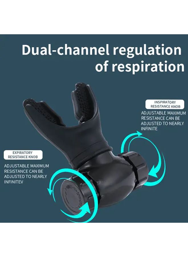 Black 2 In 1 Respiratory Trainer With Adjustable Resistance Includes Mouthpiece For Daily Exercise Singers Seniors Teens To Enhance Lung Capacity And Pulmonary Function Comes With Neck Strap Storage Case Lung Spirometer Training Mask Breathing Exercise Device - Image 2