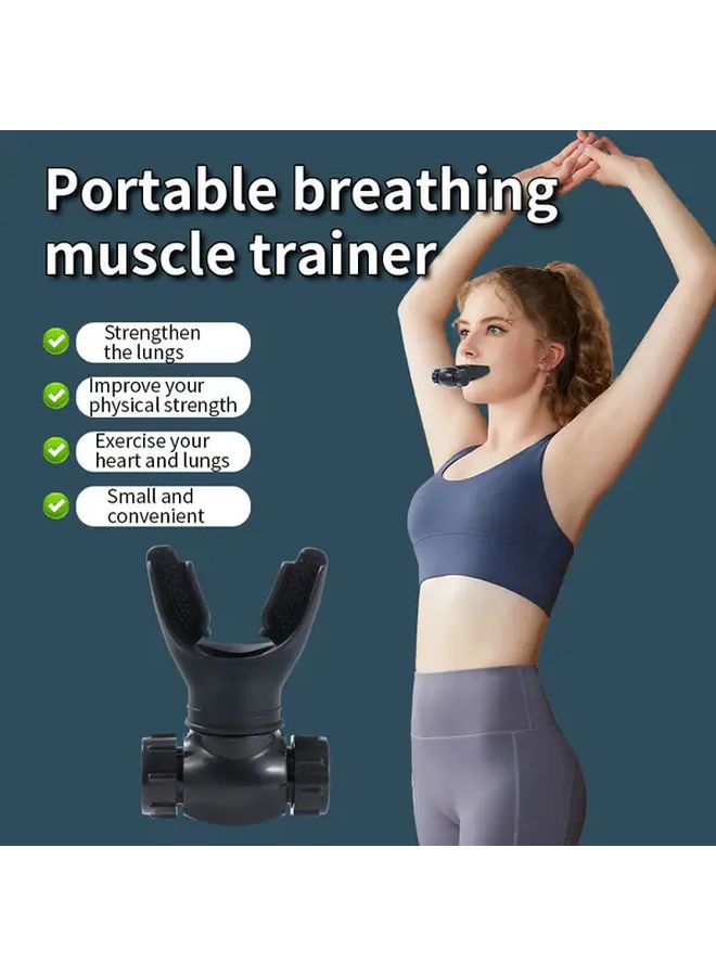 Black 2 In 1 Respiratory Trainer With Adjustable Resistance Includes Mouthpiece For Daily Exercise Singers Seniors Teens To Enhance Lung Capacity And Pulmonary Function Comes With Neck Strap Storage Case Lung Spirometer Training Mask Breathing Exercise Device - Image 1