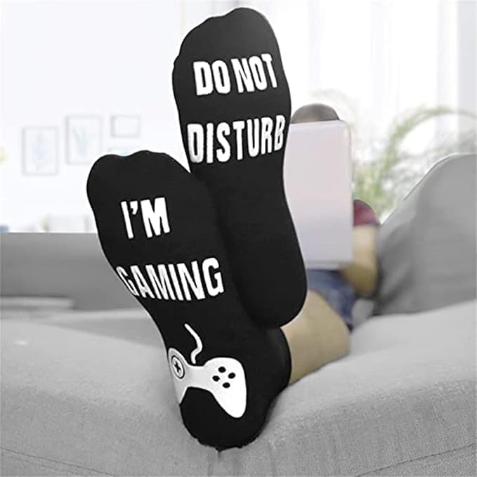 ChicAbode Do Not Disturb Game Socks, Fun and Novel Gamer Gift Socks, Elastic Breathable Drainage, Comfortable and Durable, Teen Boys Birthday Gift, Indoor and Outdoor High Strength Sportswear, Black - Image 3