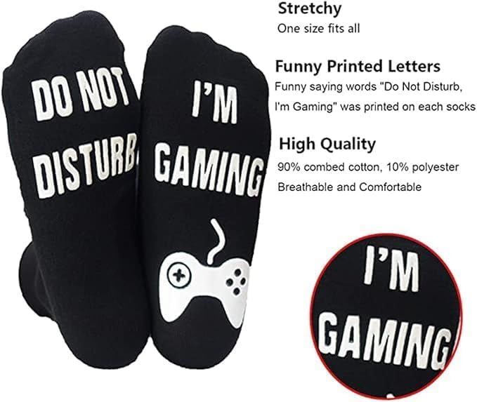 ChicAbode Do Not Disturb Game Socks, Fun and Novel Gamer Gift Socks, Elastic Breathable Drainage, Comfortable and Durable, Teen Boys Birthday Gift, Indoor and Outdoor High Strength Sportswear, Black - Image 5