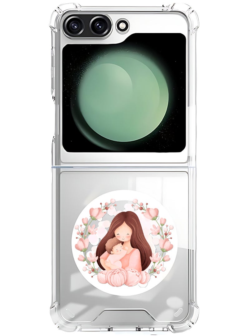 Theodor Magnetic Case for Samsung Galaxy Z Flip 6 Compatible with MagSafe Wireless Charging, Shockproof Phone Bumper Cover Mothers love - Image 1