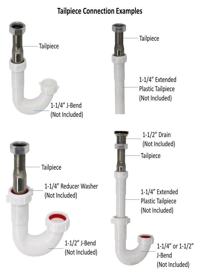 Leyso 1-1/4" Stainless Steel Sink Drain Tailpiece with Nut and Washer for 1” NPS Bar Sink Drain (1-1/4" Tailpiece) - Image 5