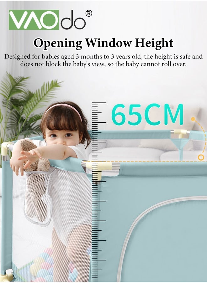 VAOdo Foldable Baby Playpen with Play Mat and Pull Ring, Safety Fence for Kids & Toddlers, Indoor & Outdoor Use, Safety Infant Activity Center, Easy Fold Play Yard  - Image 5