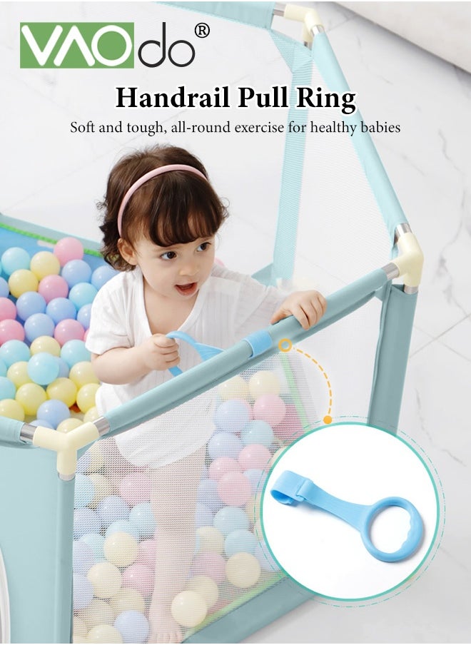VAOdo Foldable Baby Playpen with Play Mat and Pull Ring, Safety Fence for Kids & Toddlers, Indoor & Outdoor Use, Safety Infant Activity Center, Easy Fold Play Yard  - Image 4