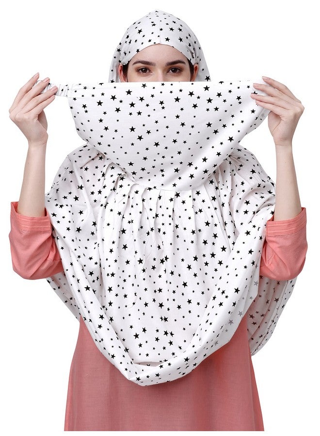 7 season's 7 season's Female Cotton Girls Long Scarf Cum Mask With Tie Closer Usable For Vehical Driver White Printed Design Universal Size For Girl & Woman  - Image 2