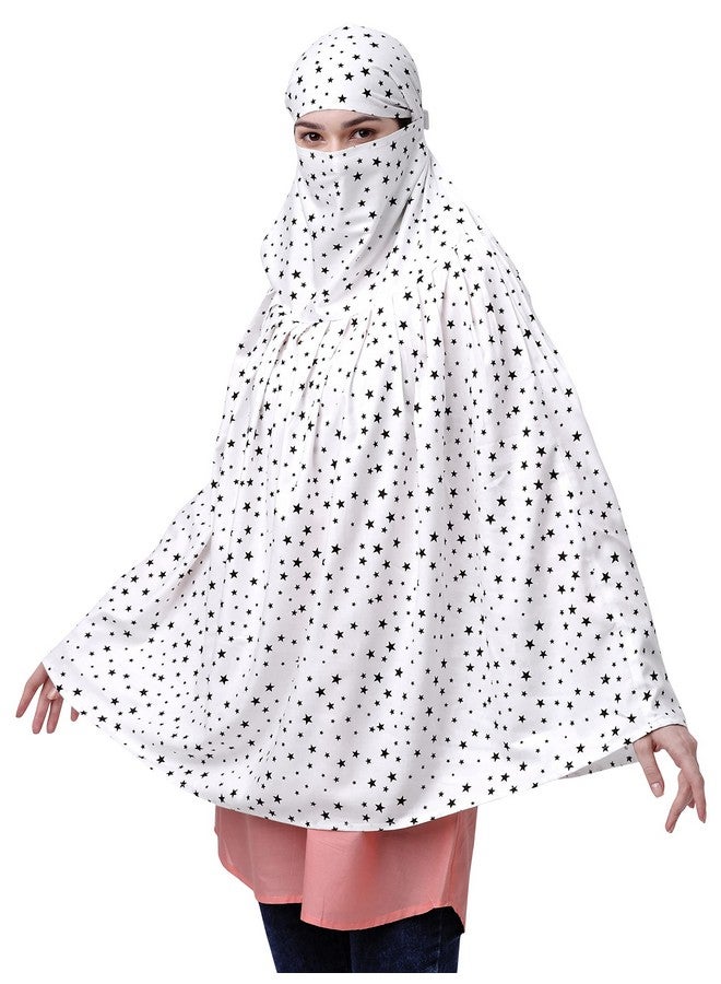 7 season's 7 season's Female Cotton Girls Long Scarf Cum Mask With Tie Closer Usable For Vehical Driver White Printed Design Universal Size For Girl & Woman  - Image 1