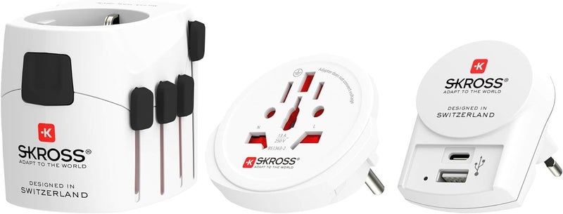 SKROSS 1.3025 PRO World + USB Travel Adaptor with USB Charging Port (2400 mA)