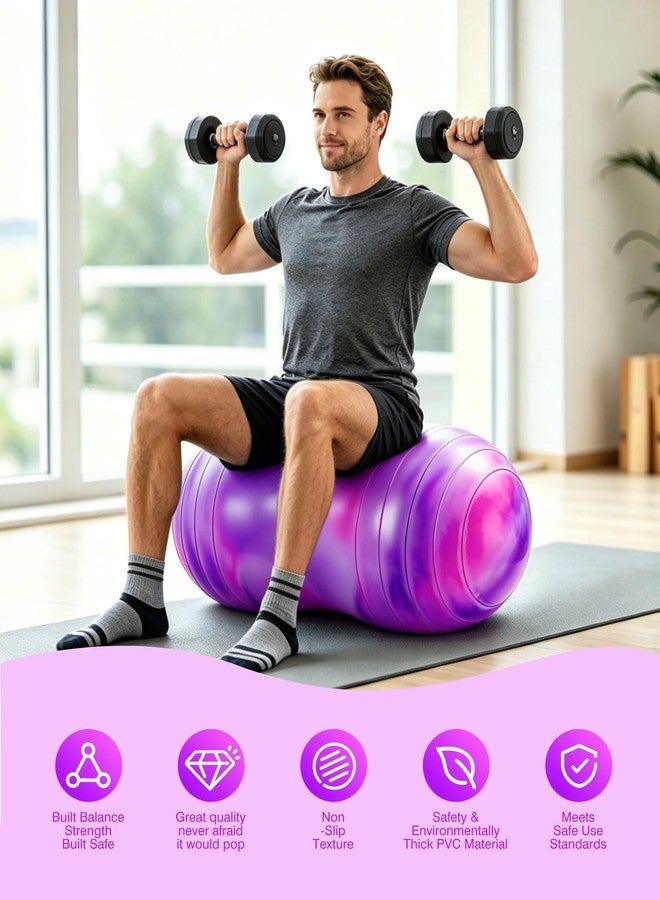 ZOOJOY كرة الفول السوداني من زو جوي، كرة تمارين مضادة للانفجار مقاس 20 × 39 بوصة مع مضخة - كرة يوغا مانعة للانزلاق لتمارين التمدد أثناء الحمل، وتمارين البالغين، وتقوية عضلات الجذع، والعلاج الطبيعي، وبديل لكرسي التمرين - Image 4