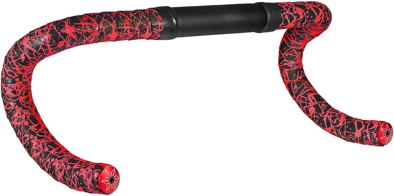 Supacaz Super Sticky Kush Handlebar Tape with Ano Red Plugs, 220 cm x 3 cm Size, Neon Red - Image 3