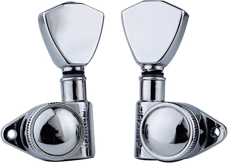 guyker Guitar Locking Tuners (3L + 3R Handed) - 1:21 Models Rear Lock String Tuning Key Pegs Machine Head with Trapezium Handle Replacement for Electric, Folk or Acoustic Guitars - Chrome - Image 4