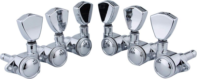 guyker Guitar Locking Tuners (3L + 3R Handed) - 1:21 Models Rear Lock String Tuning Key Pegs Machine Head with Trapezium Handle Replacement for Electric, Folk or Acoustic Guitars - Chrome - Image 3