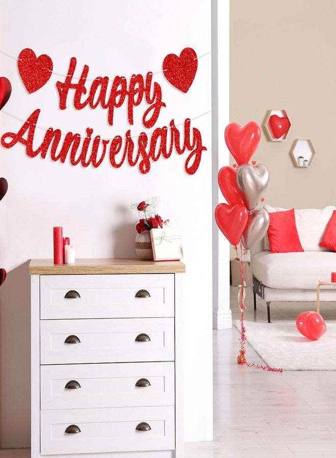 TBEEJ Happy Anniversary Banners 2Pcs Anniversary Party Decorations We Still Do Happy Wedding Day Red Glitter Party Decoration - Image 2