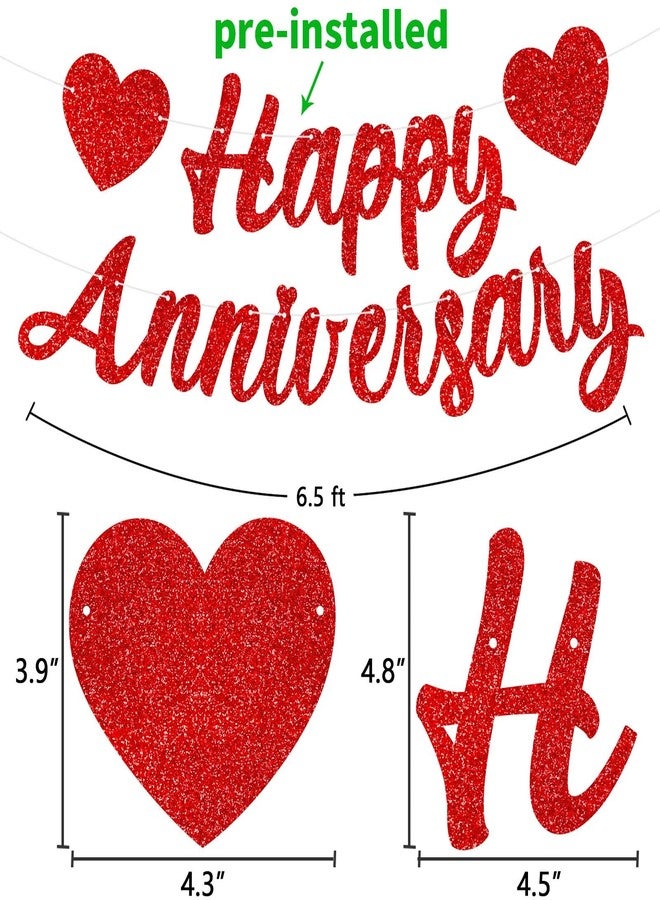 TBEEJ Happy Anniversary Banners 2Pcs Anniversary Party Decorations We Still Do Happy Wedding Day Red Glitter Party Decoration - Image 4