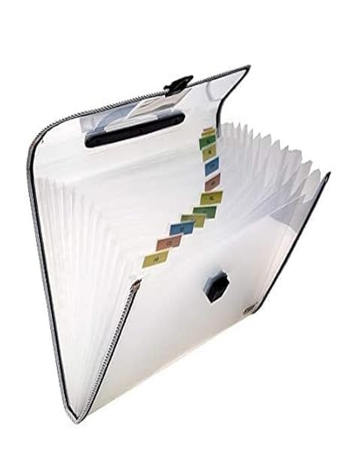 Lamok Portable A4 Legal Document Organizer - Expanding Accordion File with Label Card Folders Window and Press Lock for Daily Use (Pack of 2, Black) - Image 2
