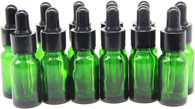 YIZHAO Green Glass Dropper Bottle 5ml, with Glass Pipette Dropper, for Essential Oil, Aromatherapy, Cosmetics, Laboratory, Pharmacy, Travel, Massage - 12 Pieces - Image 1