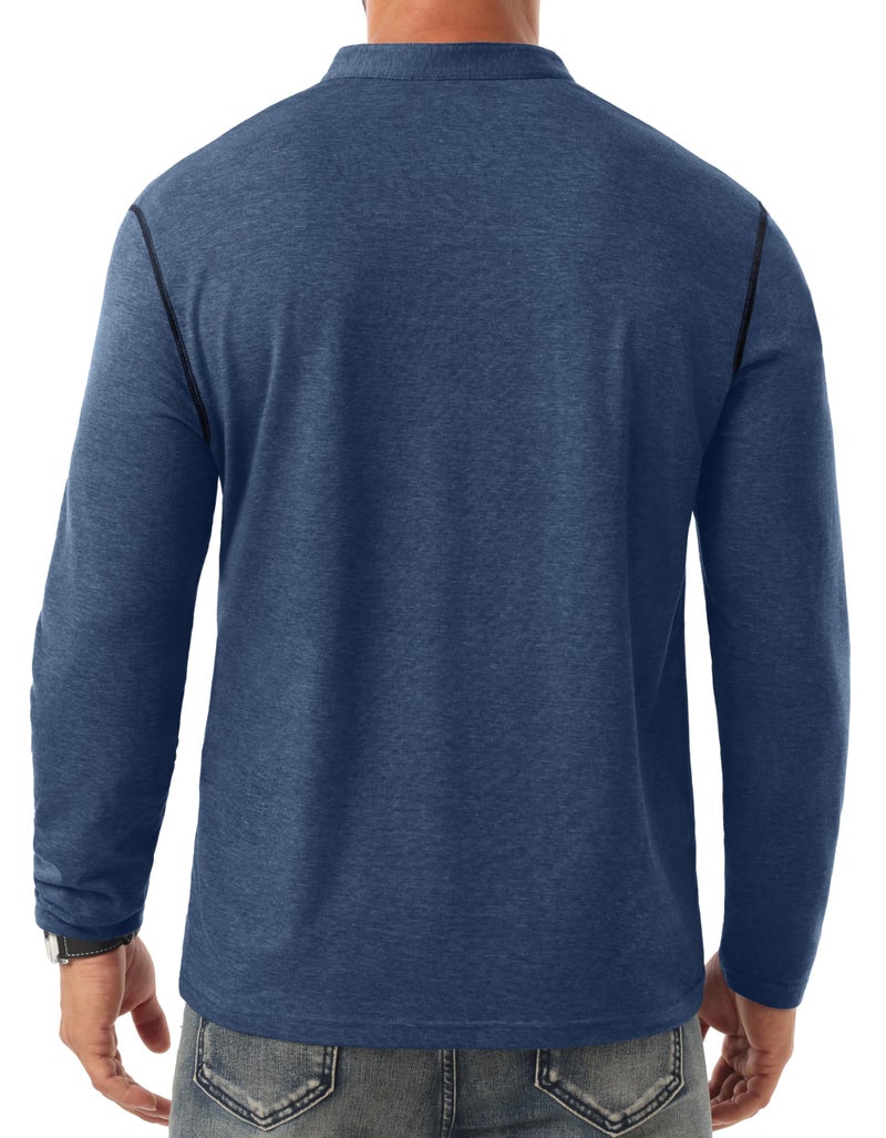 Sailwind Men's Henley Shirts Long Sleeve Button T-Shirt Casual Stylish Cotton Pullover Shirt with Pocket Blue - Image 5