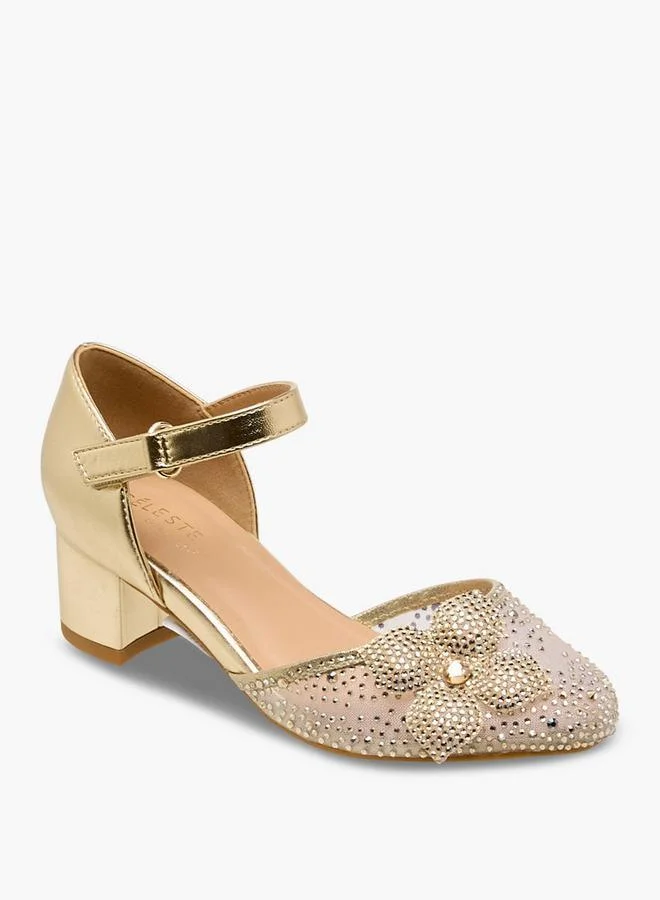 Celeste Girls Floral Embellished Block Heel Sandals Ramadan Collection