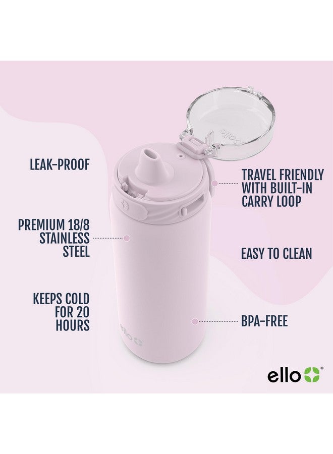 Ello Cooper Vacuum Insulated Stainless Steel Water Bottle with Soft Straw and Carry Loop, Double Walled, Leak Proof, Cashmere Pink, 32oz - Image 3