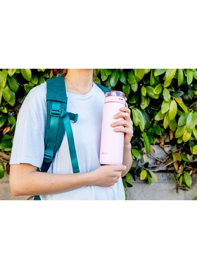 Ello Cooper Vacuum Insulated Stainless Steel Water Bottle with Soft Straw and Carry Loop, Double Walled, Leak Proof, Cashmere Pink, 32oz - Image 2