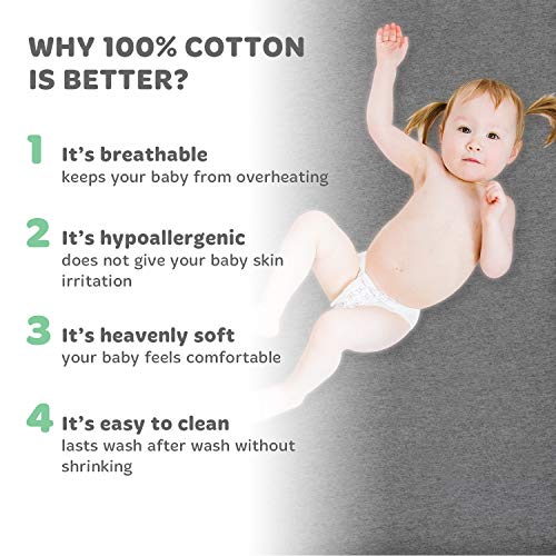 Cuddly Cubs Cradle Sheets Fitted 18 x 36 – Compatible with Arms Reach Co Sleeper Clear Vue, Cambria, Mini Ezee Bassinets – Fits Without Bunching Mattress – Snuggly Soft Jersey Cotton – Heather Grey – 2 Pack - Image 5