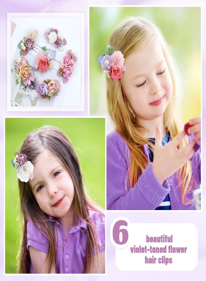 Dizila 6 Pieces Delicate Handmade Rose Flower Hair Bows Fully Lined Alligator Hair Clips Floral Hair Barrettes Accessories for Baby Girls Toddlers Kids Teens Women (6PCS S10) - Image 4