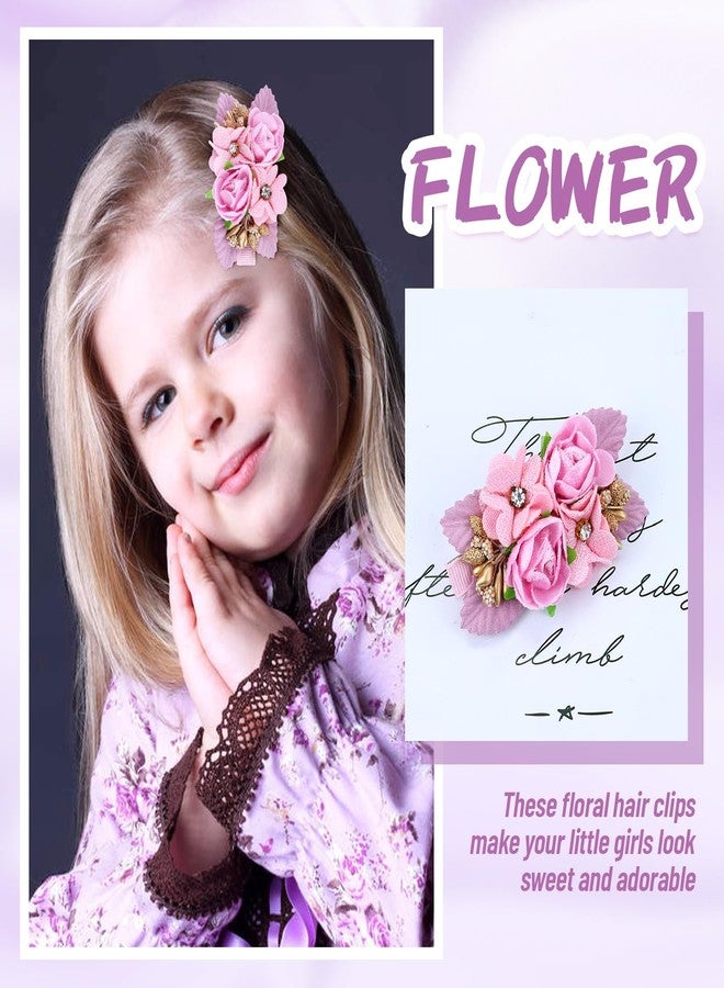 Dizila 6 Pieces Delicate Handmade Rose Flower Hair Bows Fully Lined Alligator Hair Clips Floral Hair Barrettes Accessories for Baby Girls Toddlers Kids Teens Women (6PCS S10) - Image 5