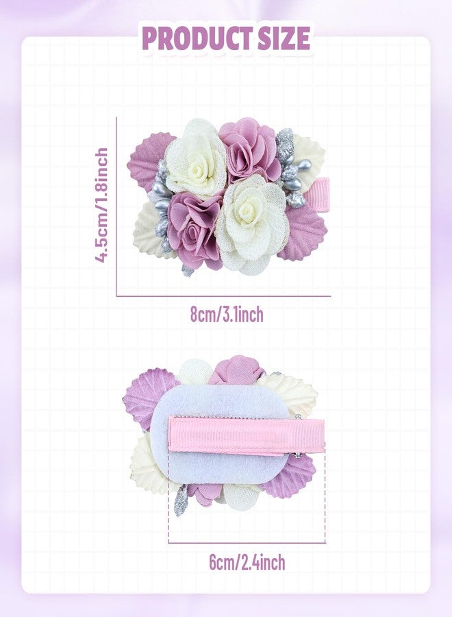 Dizila 6 Pieces Delicate Handmade Rose Flower Hair Bows Fully Lined Alligator Hair Clips Floral Hair Barrettes Accessories for Baby Girls Toddlers Kids Teens Women (6PCS S10) - Image 2