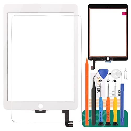 SRJTEK for iPad Air 2 Touch Screen Replacement for iPad Air 2nd Gen 9.7 Screen Replacement A1566 Digitizer Sensor A1567 Touch Digitizer Panel Glass No Home Button Repair Parts(No LCD,No Instructions) White - Image 1