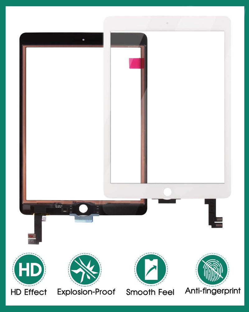 SRJTEK for iPad Air 2 Touch Screen Replacement for iPad Air 2nd Gen 9.7 Screen Replacement A1566 Digitizer Sensor A1567 Touch Digitizer Panel Glass No Home Button Repair Parts(No LCD,No Instructions) White - Image 4