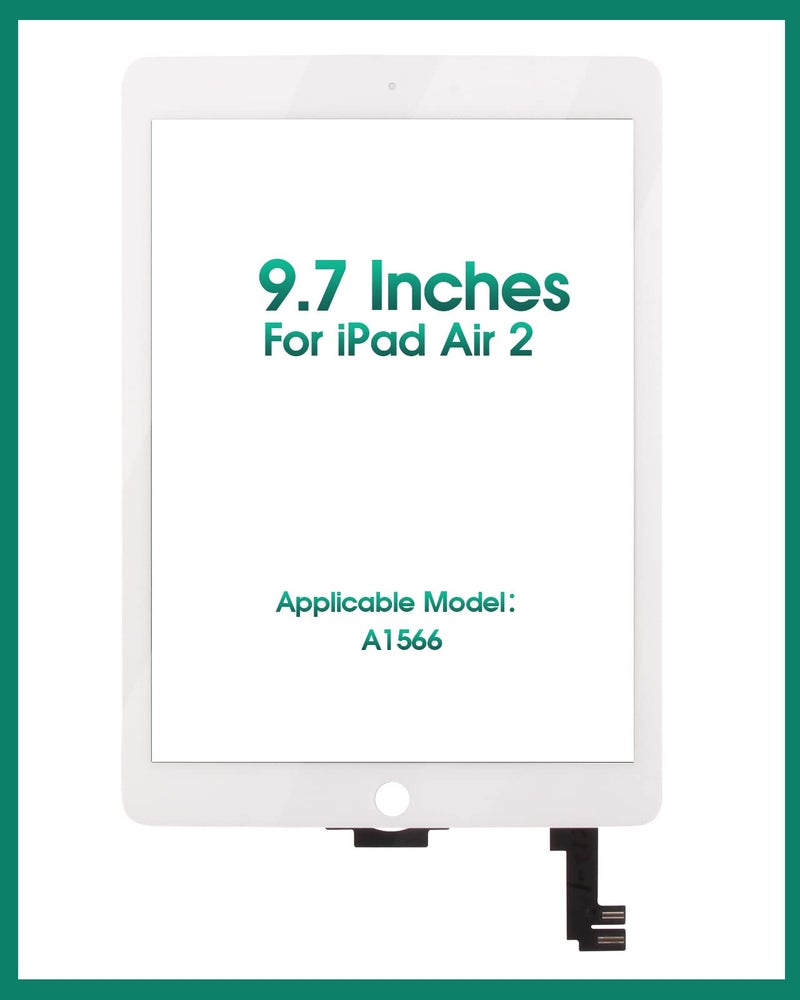 SRJTEK for iPad Air 2 Touch Screen Replacement for iPad Air 2nd Gen 9.7 Screen Replacement A1566 Digitizer Sensor A1567 Touch Digitizer Panel Glass No Home Button Repair Parts(No LCD,No Instructions) White - Image 3