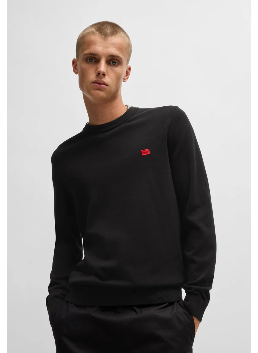 HUGO Cotton sweater with red logo label