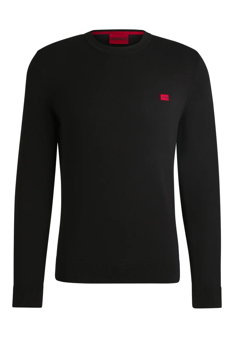HUGO Cotton sweater with red logo label