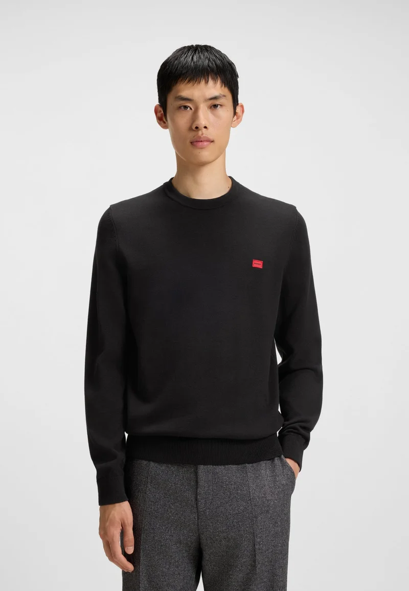 HUGO Cotton sweater with red logo label