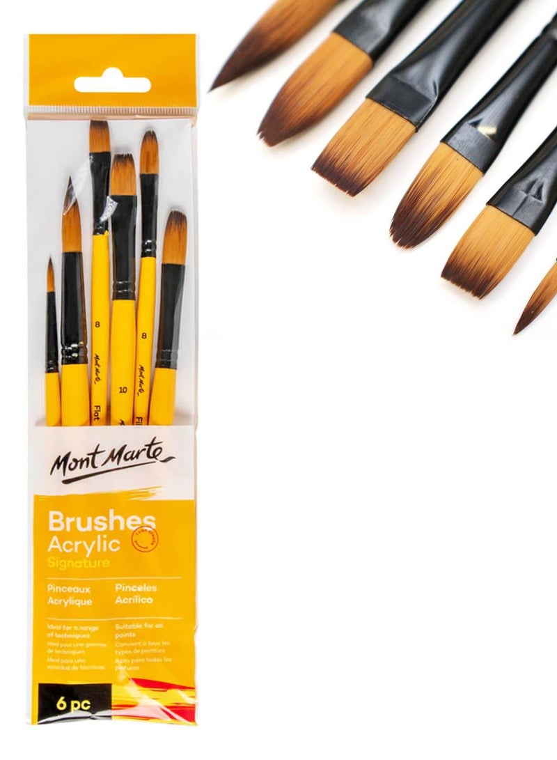 Mont Marte 6-Piece Signature Acrylic Brush Set - Image 1