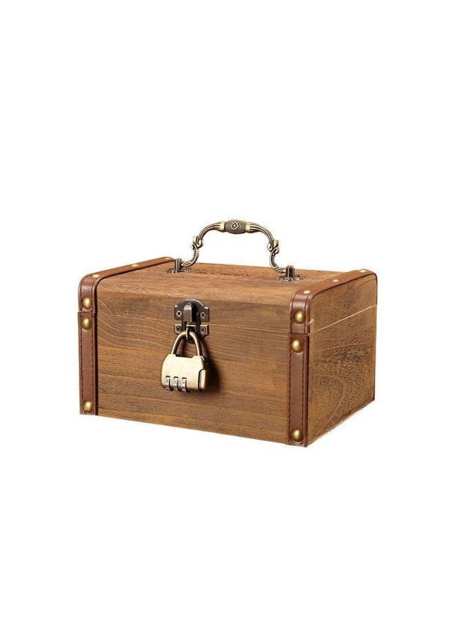 Generic - Wooden Children's Piggy Bank Can Be Saved And Can Be Saved. Boys With Lock Cashbox Can Only Enter And Leave The Piggy Bank Password Small Box-Colour:✚Modern Key Lock-Size:✚Engraved On Both Sides Of The Number (default Version Of The Money-saving Pattern) - Image 1