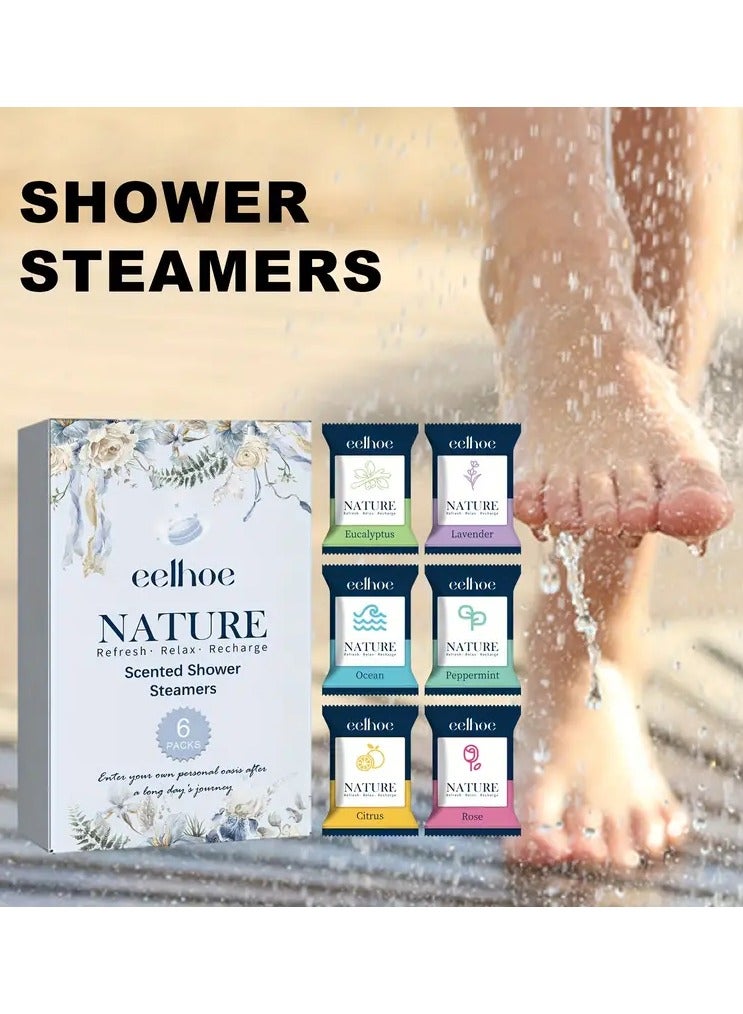 EELHOE 6 Packs/box Shower Steamer Bath Tablets, Dry Skin Moisturize Exfoliating, Essential Oil Soaking Bath Salt Ball, Perfect For Bubble & Bath - Image 2