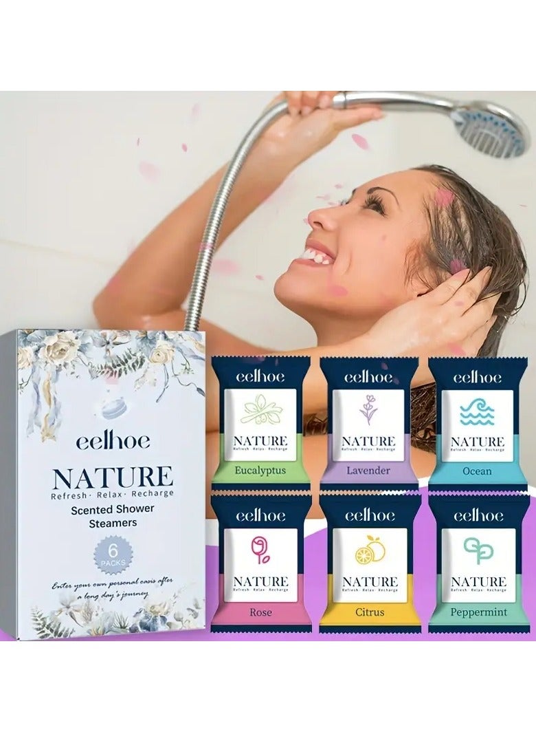 EELHOE 6 Packs/box Shower Steamer Bath Tablets, Dry Skin Moisturize Exfoliating, Essential Oil Soaking Bath Salt Ball, Perfect For Bubble & Bath - Image 5