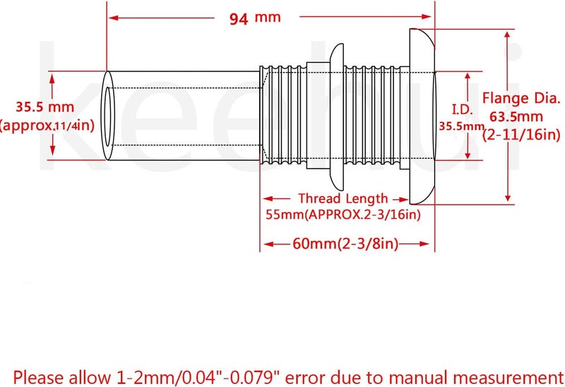 keehui 316 Stainless Steel DurableStandard Length Thru-Hull Fitting w/Nut &Gasket Boat Plumbing Fittings for Boats, Yachts, Marine - Image 2