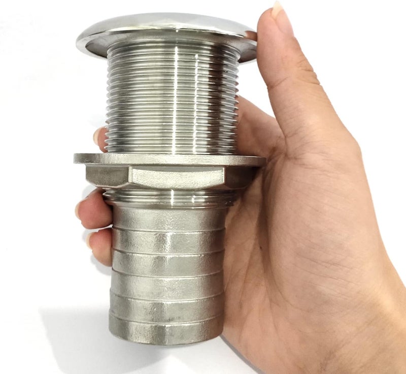 keehui 316 Stainless Steel DurableStandard Length Thru-Hull Fitting w/Nut &Gasket Boat Plumbing Fittings for Boats, Yachts, Marine - Image 4